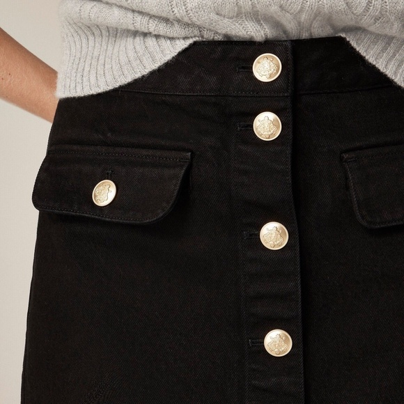 New J.CREW Sz 6 Button-Front Denim Mini Skirt in Black Wash $128 - Picture 4 of 7